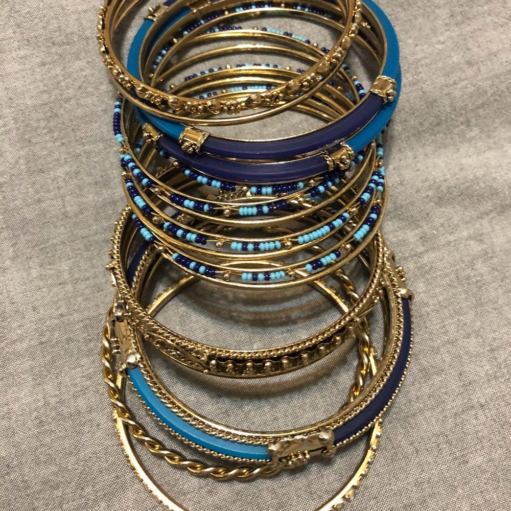 Gold, Blue, Turquoise Stack Bracelets (Nordstrom) - image 1